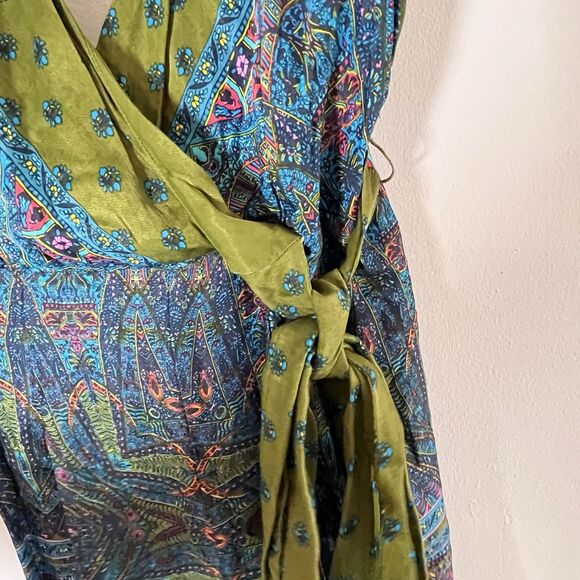 Free People One Piece Blue Jumpsuit Sz 4 Wide Leg Flowy Spaghetti Straps Boho - Picture 8 of 15